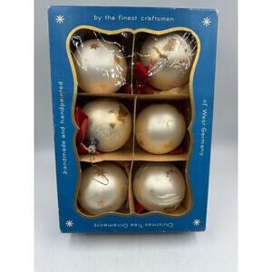 Vintage Christmas Glass Tree Ornament Ofglas Handmade West Germany In Box *READ*